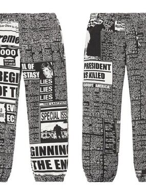 Supreme Newsprint Skate Pants Medium